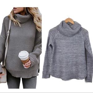 Woven Gray Turtleneck